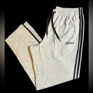 Adidas Lounge Track Pants, Men’s Large Gray Black Pockets-Drawstring
